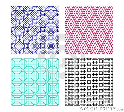 Seamless linear pattern in modern Korean style Vector Illustration