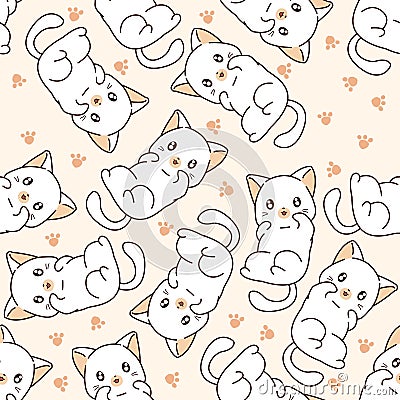 Seamless little cat pattern. Vector Illustration