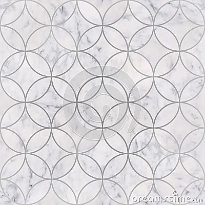 Seamless luxury white marble stone texture, circle geometric pattern Stock Photo