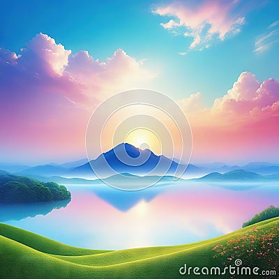 Seamless of magnificent and realistic calming in beautiful colors that are and Cartoon Illustration