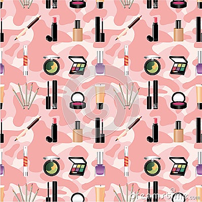 Seamless makeup pattern Vector Illustration