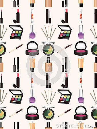 Seamless makeup pattern Vector Illustration