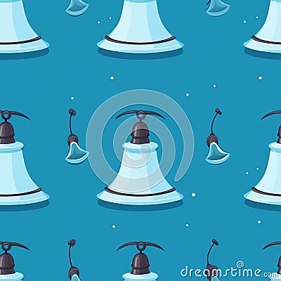 Seamless marine pattern with ship bell Stock Photo