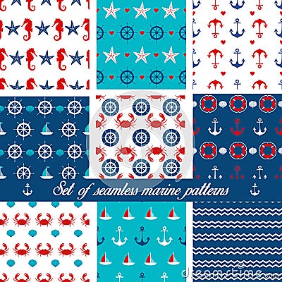 Seamless marine patterns Vector Illustration