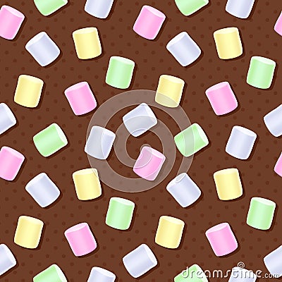 Seamless marshmallow pattern - polka dot back. Vector Illustration