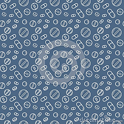 Seamless Medical pills pattern. Vector Illustration