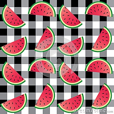 Seamless melon print checked background Vector Illustration