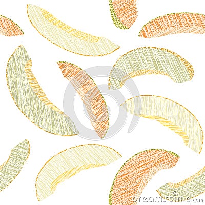 Seamless melon texture. Endless sweet background. Harvest fruit backdrop. Vector Illustration