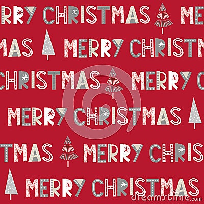 Seamless merry Christmas letter on red background Cartoon Illustration