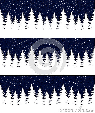 Seamless Merry Christmas pattern with deers, winter abstraction. Forest background. Endless horizontal banner with Reindeers in Cartoon Illustration