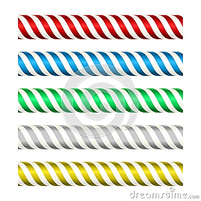 Seamless metallic stripped bars in several bright colors. Vector Illustration