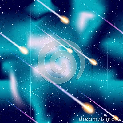 Seamless meteor shower background Stock Photo