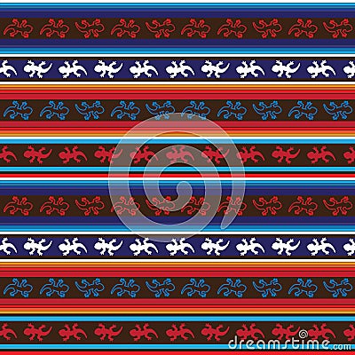 Seamless mexican lizard fabric pattern Vector Illustration