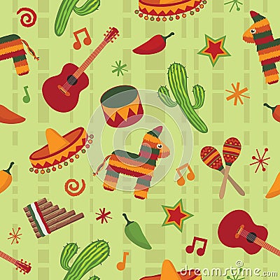 Seamless mexican pattern Vector Illustration