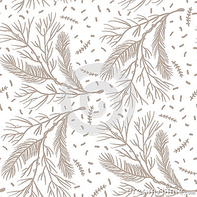 Seamless minimalist doodle floral pattern background. Calm boho earthy tone color wallpaper. Simple modern scandi unisex Vector Illustration