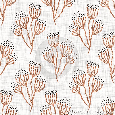 Seamless minimalist doodle flower pattern background. Calm two tone color wallpaper. Simple modern scandi unisex baby Stock Photo