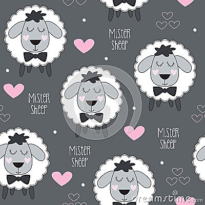 Seamless mister sheep lamb pattern vector illustration Vector Illustration