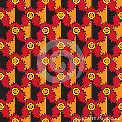 Seamless Modern African Design Pattern in red and orange Vector Illustration