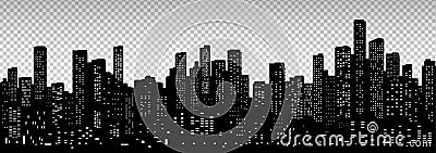 Seamless modern cityscape silhouette Vector Illustration