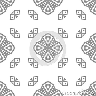 Seamless monochromatic decorative pattern. Grey and white geometric tiling background Vector Illustration