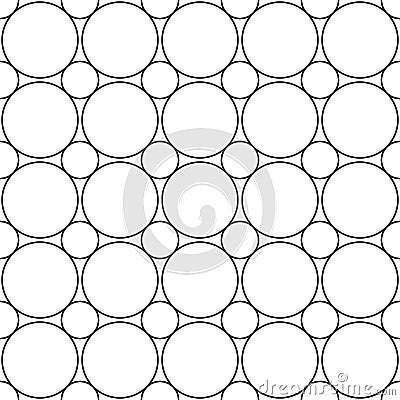 Seamless monochrome circle grid pattern - simple vector background graphic Vector Illustration