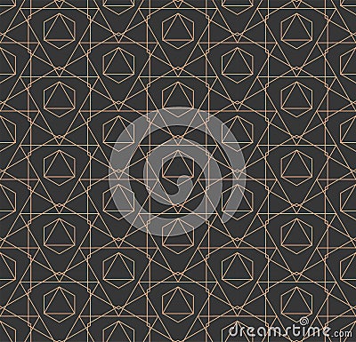 Seamless Monochrome Graphic Symmetrical, Tile Texture. Continuous Tileable Vector Luxury Swatch Pattern. Repetitive Retro Hex, Vector Illustration