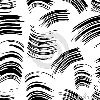 Seamless monochrome pattern. Abstract background. Imprint, blot, brushstroke, mascara brush. Decorative print on white background Stock Photo