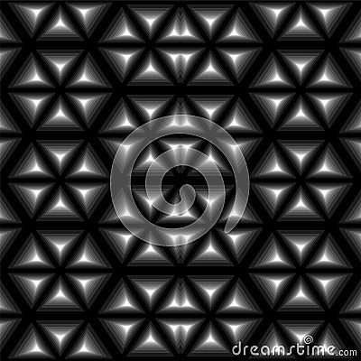 Seamless Monochrome Polygonal Pattern. Geometrical Triangle Abstract Pattern with Visual Volume Effect. Vector Illustration