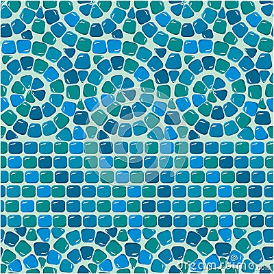 Seamless mosaic pattern - Blue ceramic tile Vector Illustration