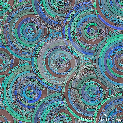 Seamless Mosaic Radial Teal and Blue Background Stock Photo