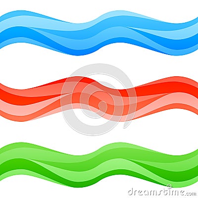 Seamless multicolor waves set Vector Illustration
