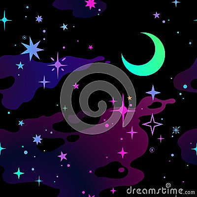 seamless multicolored background of cosmic starry sky Stock Photo
