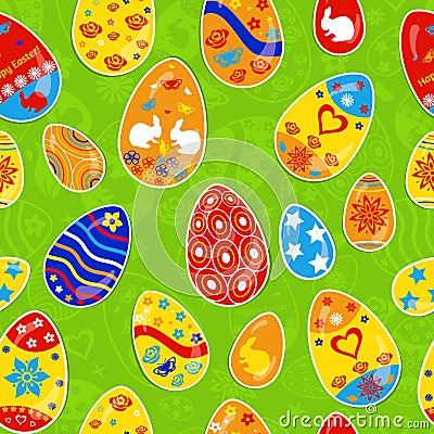 Seamless multicolored pattern of Easter eggs Stock Photo