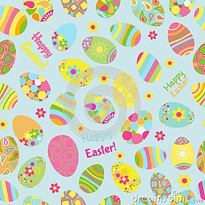 Seamless multicolored pattern of Easter eggs Vector Illustration