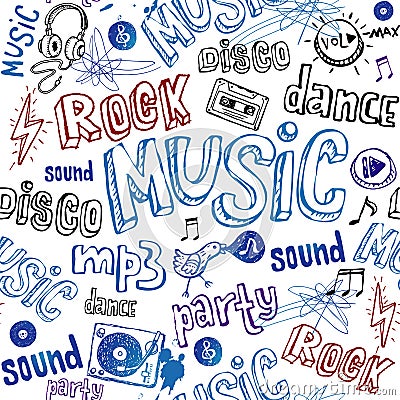 Seamless music background. Vector Illustration