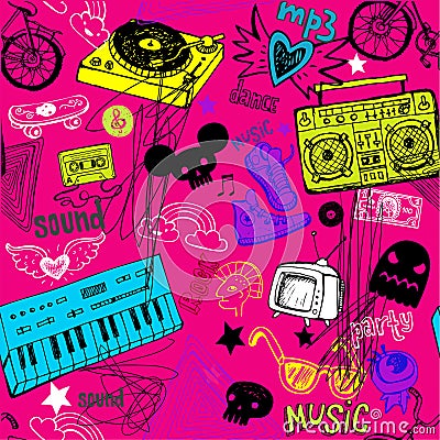 Seamless music background. Vector Illustration