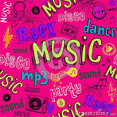 Seamless music background. Vector Illustration