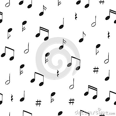 Seamless music pattern with note Vector Illustration