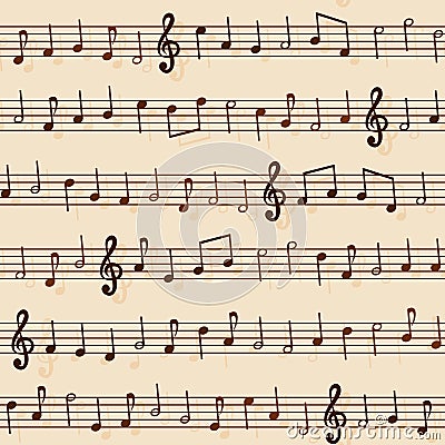 Seamless Musical Notation Pattern Vector Illustration