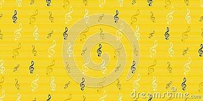 Seamless musical treble clef background Vector Illustration