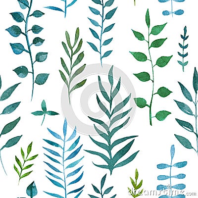 Seamless natural botanical watercolor pattern Stock Photo