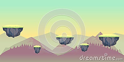 Seamless nature landscape for game, Vector illustration Vector Illustration