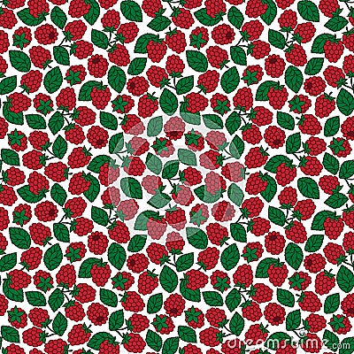 Seamless nature pattern with stylized raspberries. Vector Illustration