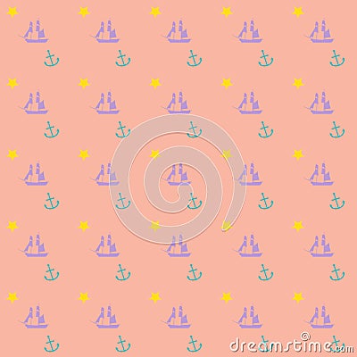 Seamless nautical preppy theme vector background wallpaper Vector Illustration