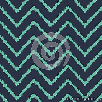 Seamless neon blue zigzag ikat pattern vector Vector Illustration