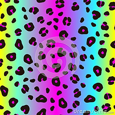 Seamless neon leopard pattern Vector Illustration