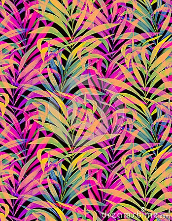 Seamless neon palm pattern Stock Photo