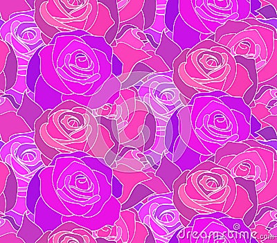 Seamless neon texture with roses. The day of the Dead. Vector pattern Vector Illustration