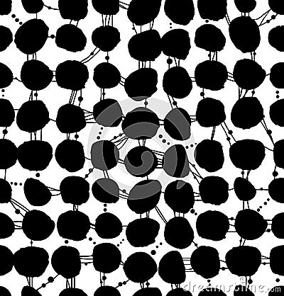 Seamless netting pattern with dots. Grunge abstract texture. Vector Illustration
