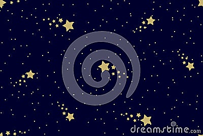 Seamless night sky pattern with shining stars and midnight blue background Stock Photo